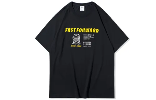 Li Ning T Shirts Men's Black Crew Neck Moderate Straight Fit