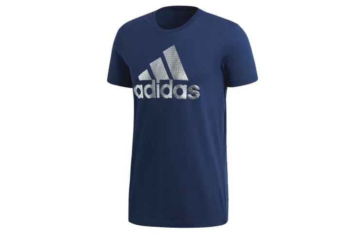 Adidas T-Shirts Men's Blue Crew Neck Moderate Straight Fit