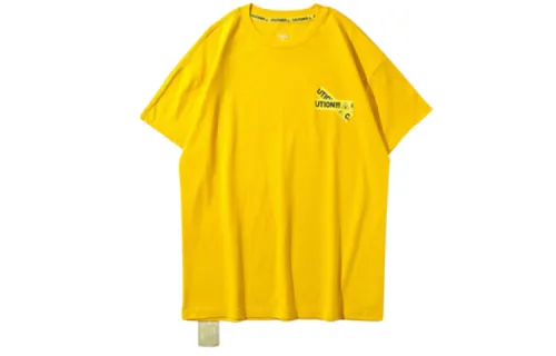 Li Ning X Disney T Shirts Unisex Yellow Crew Neck Moderate Straight Fit