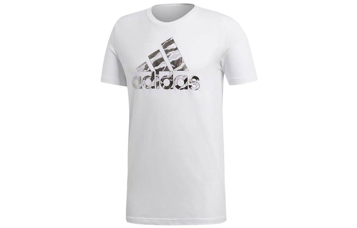 Adidas T-Shirts Men's White Crew Neck Moderate Straight Fit