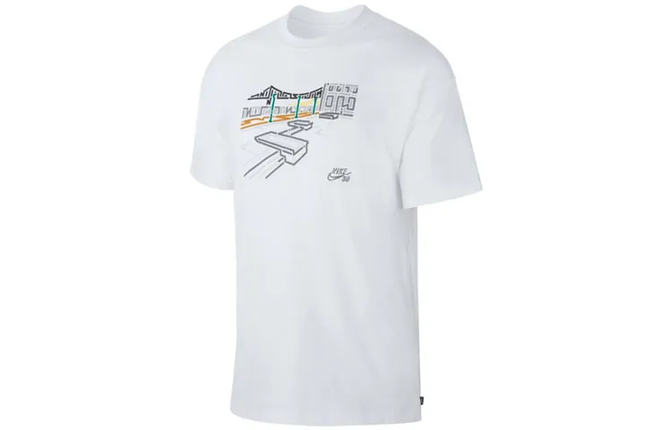 Nike T-Shirts Men's White Crew Neck Moderate Straight Fit