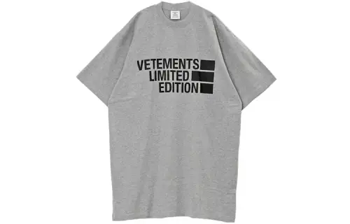 Vetements T Shirts Unisex Gray Crew Neck Moderate Straight Fit