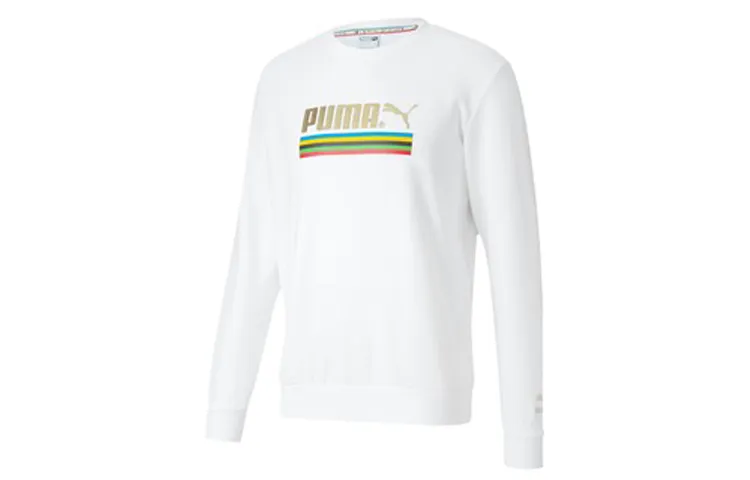 PUMA Sweatshirts Men's White Crew Neck Moderate Regular
