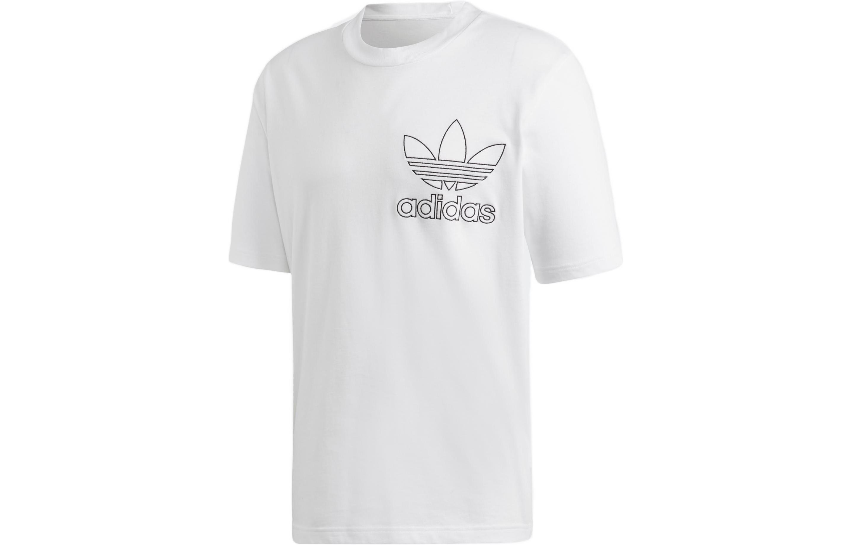 Adidas originals Clover Outline Tee Casual and comfortable round neck printed short-sleeved T-shirt Men's White