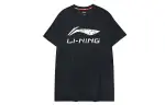 Li Ning T Shirts Men's Black Crew Neck Moderate Straight Fit