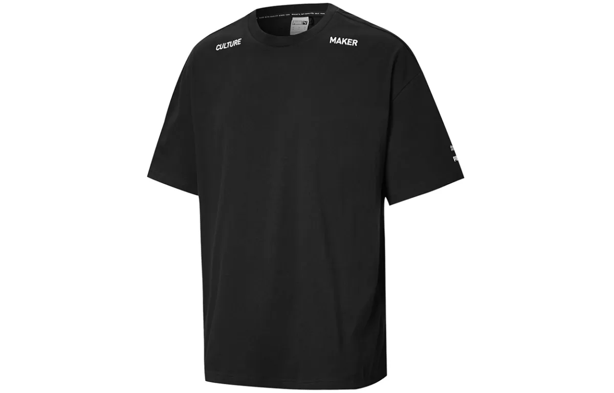 PUMA T-Shirts Men's Black Crew Neck Moderate Straight Fit