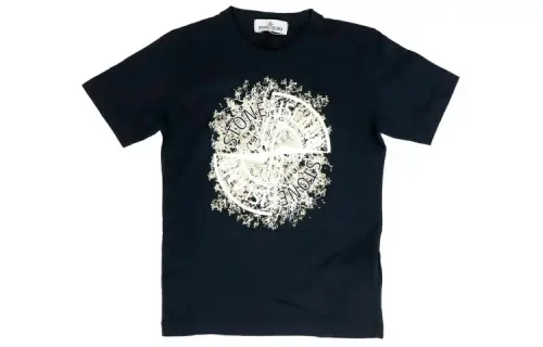 STONE ISLAND T Shirts Men's Blue Crew Neck Moderate Straight Fit