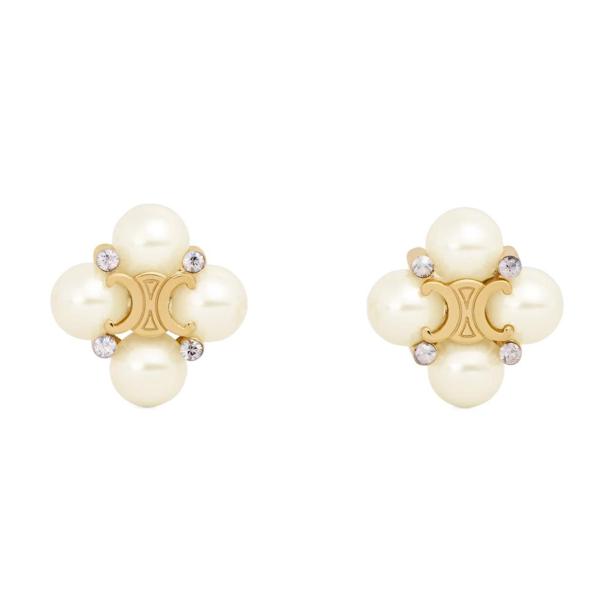 CELINE Celine, design brass golden earrings pearl