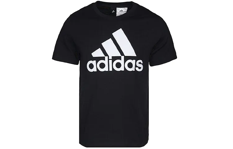 Adidas T-Shirts Men's Black Crew Neck Moderate Straight Fit
