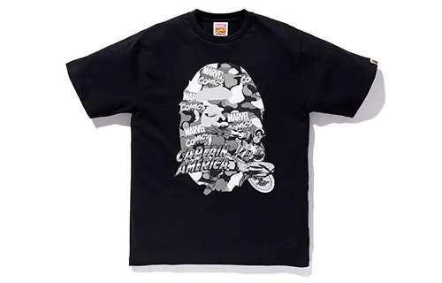 Bape X Marvel Comics Camo Captain America Tee
