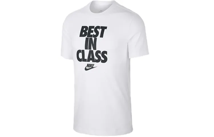 Nike T-Shirts Men's White Crew Neck Moderate Straight Fit