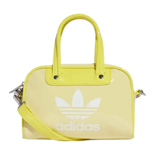 Adidas originals clover adicolor series brand logo polyurethane bowling bag shoulder handbag mini women's pink and yellow