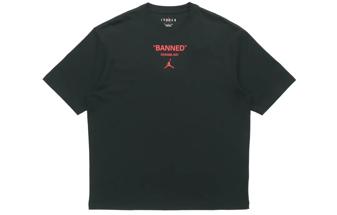 Jordan T Shirts Men's Black Crew Neck Moderate Straight Fit