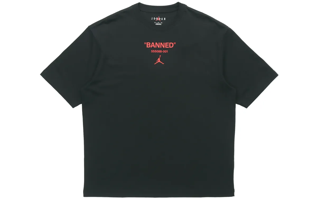 Jordan T-Shirts Men's Black Crew Neck Moderate Straight Fit