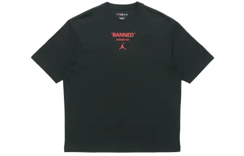 Jordan T Shirts Men's Black Crew Neck Moderate Straight Fit