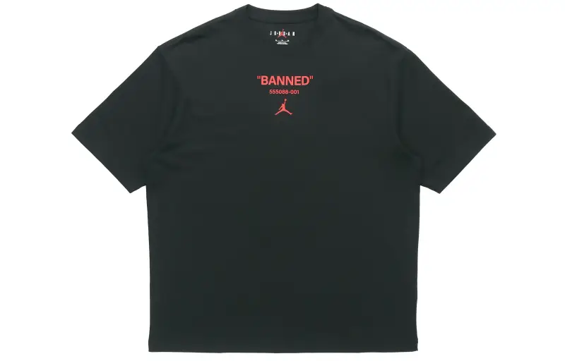 Jordan T Shirts Men's Black Crew Neck Moderate Straight Fit