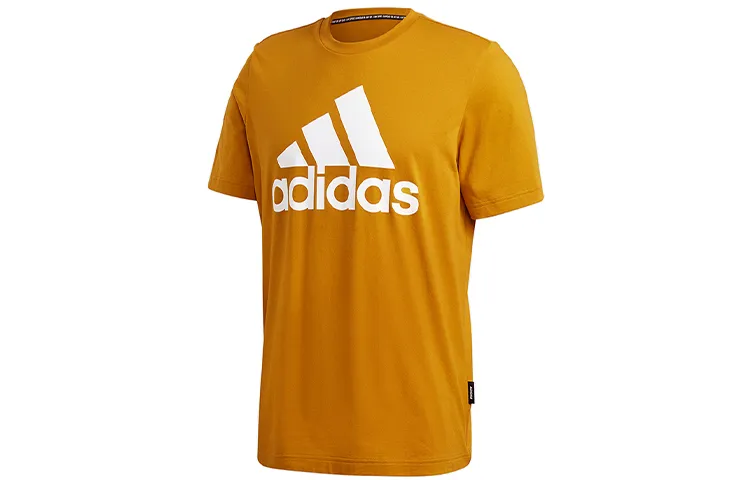 Adidas T-Shirts Men's Gold Crew Neck Moderate Straight Fit