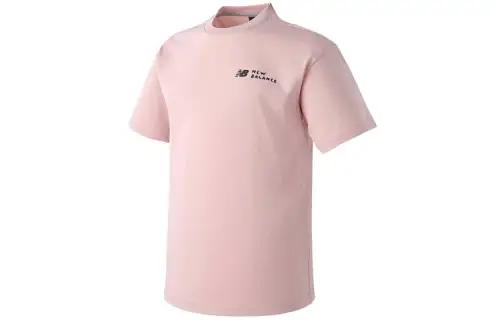 New Balance T Shirts Unisex Light Pink Red Crew Neck Moderate Straight Fit