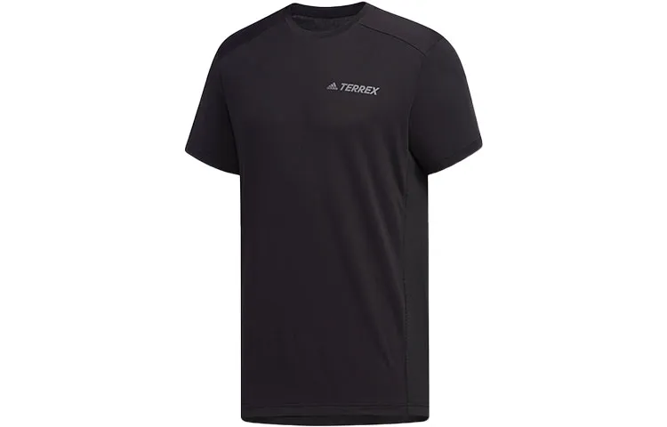 Adidas T-Shirts Men's Black Crew Neck Moderate Straight Fit