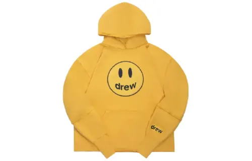 Drew House Smiley Collection YELLOW Smiling Face Hooded Fleece Lined Pullover Sweatshirt Winter Unisex Yellow