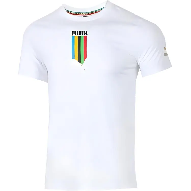 PUMA T-Shirts Men's White Crew Neck Moderate Straight Fit
