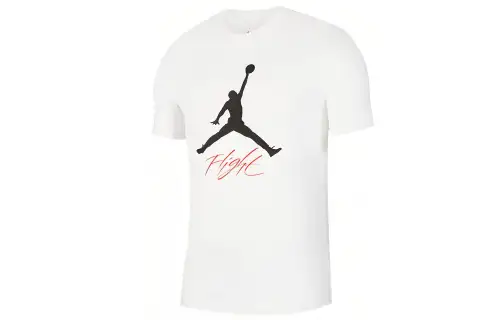 Jordan Flight T Shirts Men's White Crew Neck Moderate Straight Fit