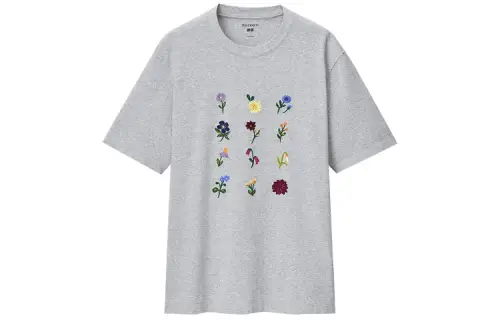 UNIQLO X JW Anderson T Shirts Men's Gray Crew Neck Moderate Straight Fit