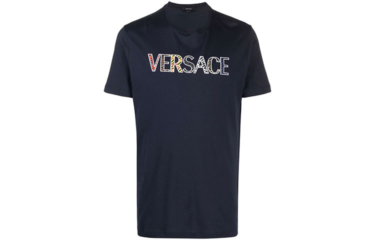Мужская футболка Versace VERSACE/ LogoT (синяя)