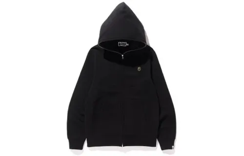 A BATHING APE Head Series Sweatshirts Men's Black Hooded Moderate Cardigan