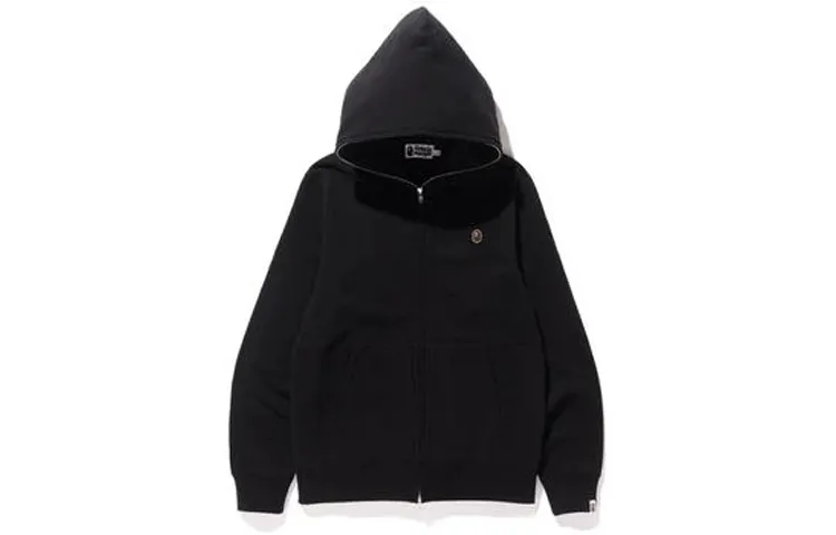 A BATHING APE Head Series Sweatshirts Men's Black Hooded Moderate Cardigan