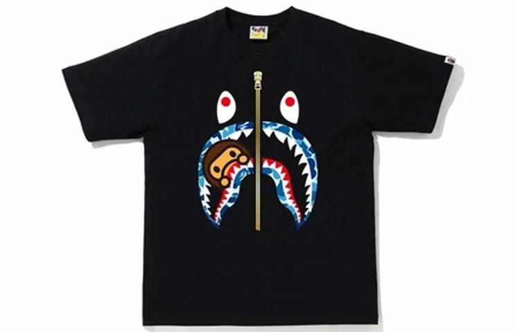 Мужская футболка A BATHING APE Milo Shark (черная) — фото 2
