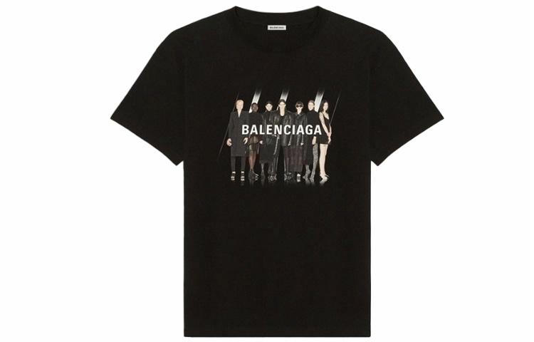 Футболка Balenciaga Band Portrait Logo (черная)