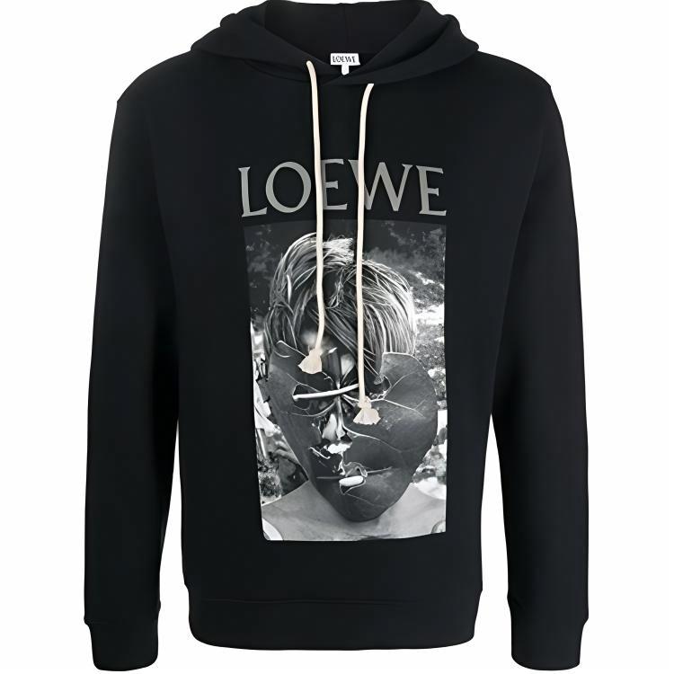 Мужское худи LOEWE с принтом маски (черное)
