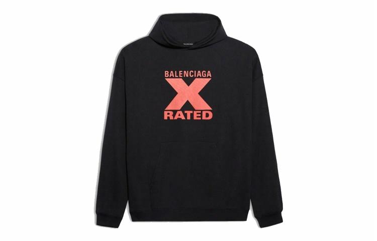 Мужское худи Balenciaga Balenciaga X-Rated Logo (черное)