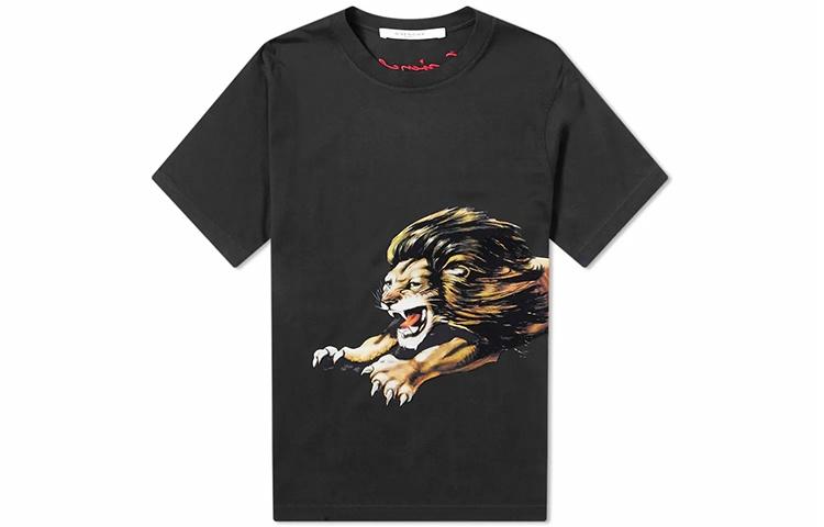 Мужские футболка Givenchy Lion Print (черная)