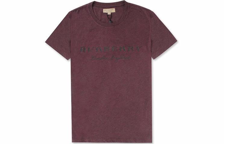 Мужская футболка Burberry Logo Casual (темно-бордовая)
