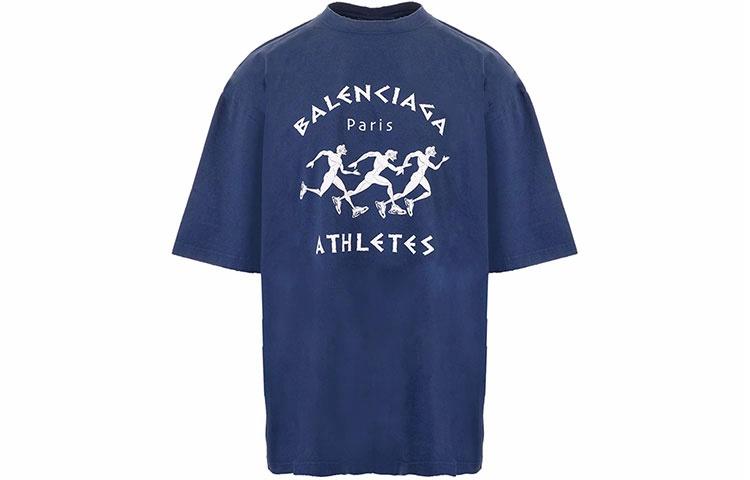 Мужская футболка Balenciaga SS21 Marathon (синяя)