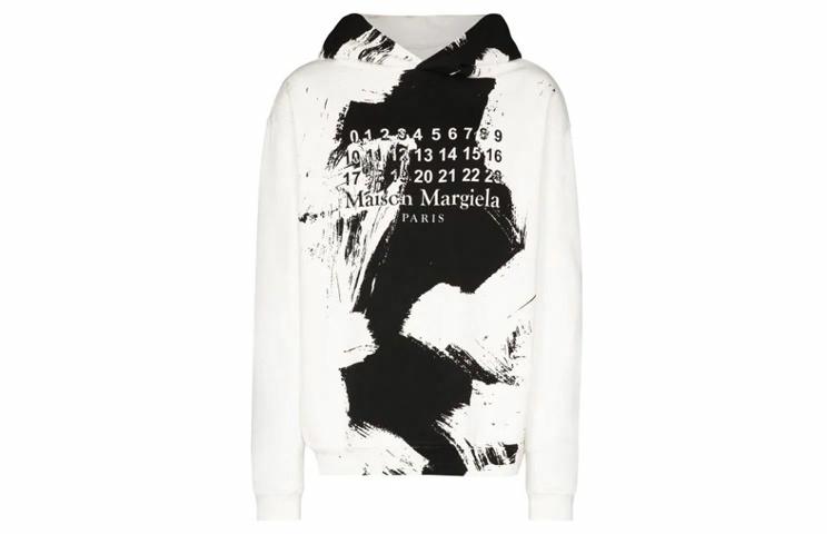 Худи с капюшоном Maison Margiela с эффектом брызг краски (белое)
