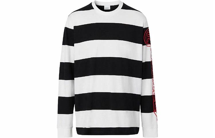 Мужская футболка с длинным рукавом Burberry (черно-белая)