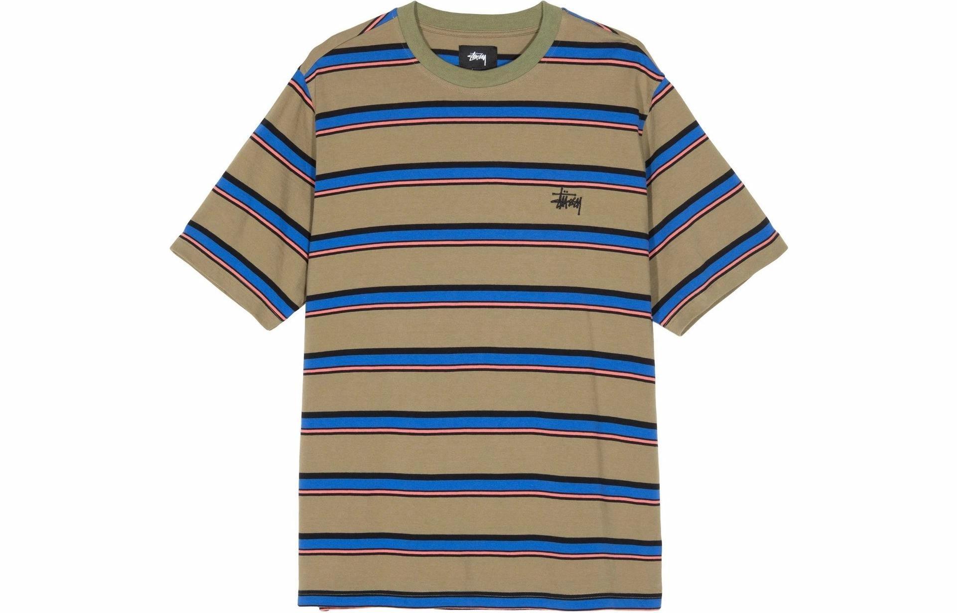 Мужская футболка Stussy Striped Crewneck (черно-белая в полоску)
