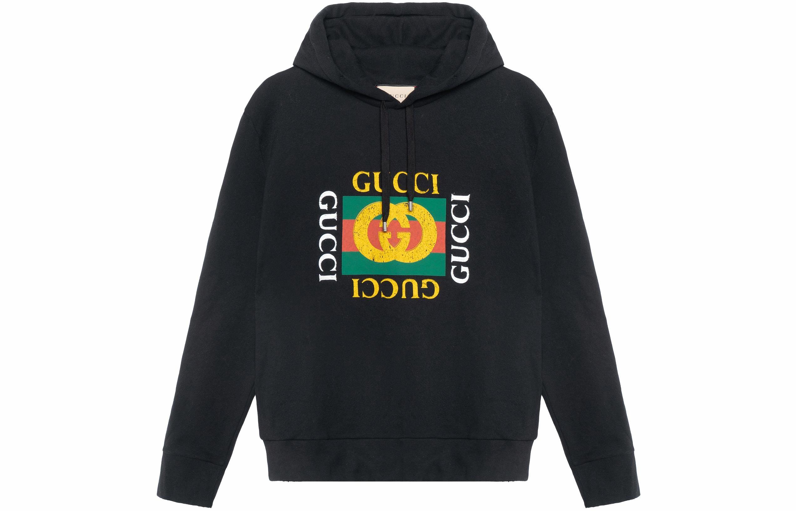 Мужское худи Gucci Logo Print (черное) — фото 1