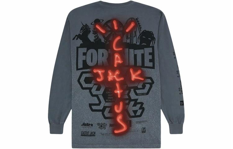 Мужская футболка Travis Scott Cactus Jack Back Bling L/S Tee T (серый)