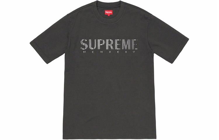 Футболка Supreme SS19 Gradient Logo Tee DustyBlack (серо-черная) — фото 1