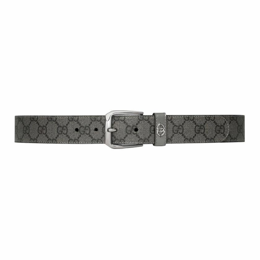 Мужской ремень Gucci GG Supreme (серый)