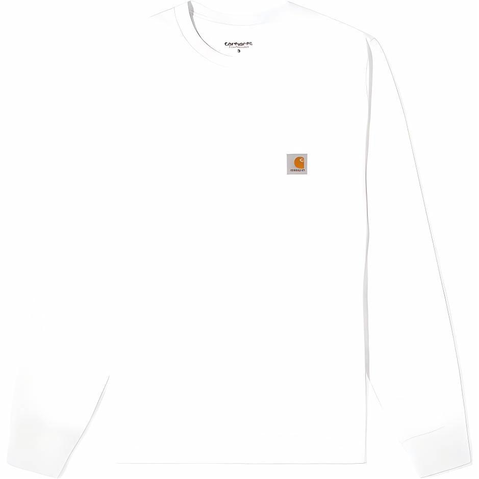 Мужская футболка Carhartt WIP LONG SLEEVE POCKET TEE (белая) — фото 1