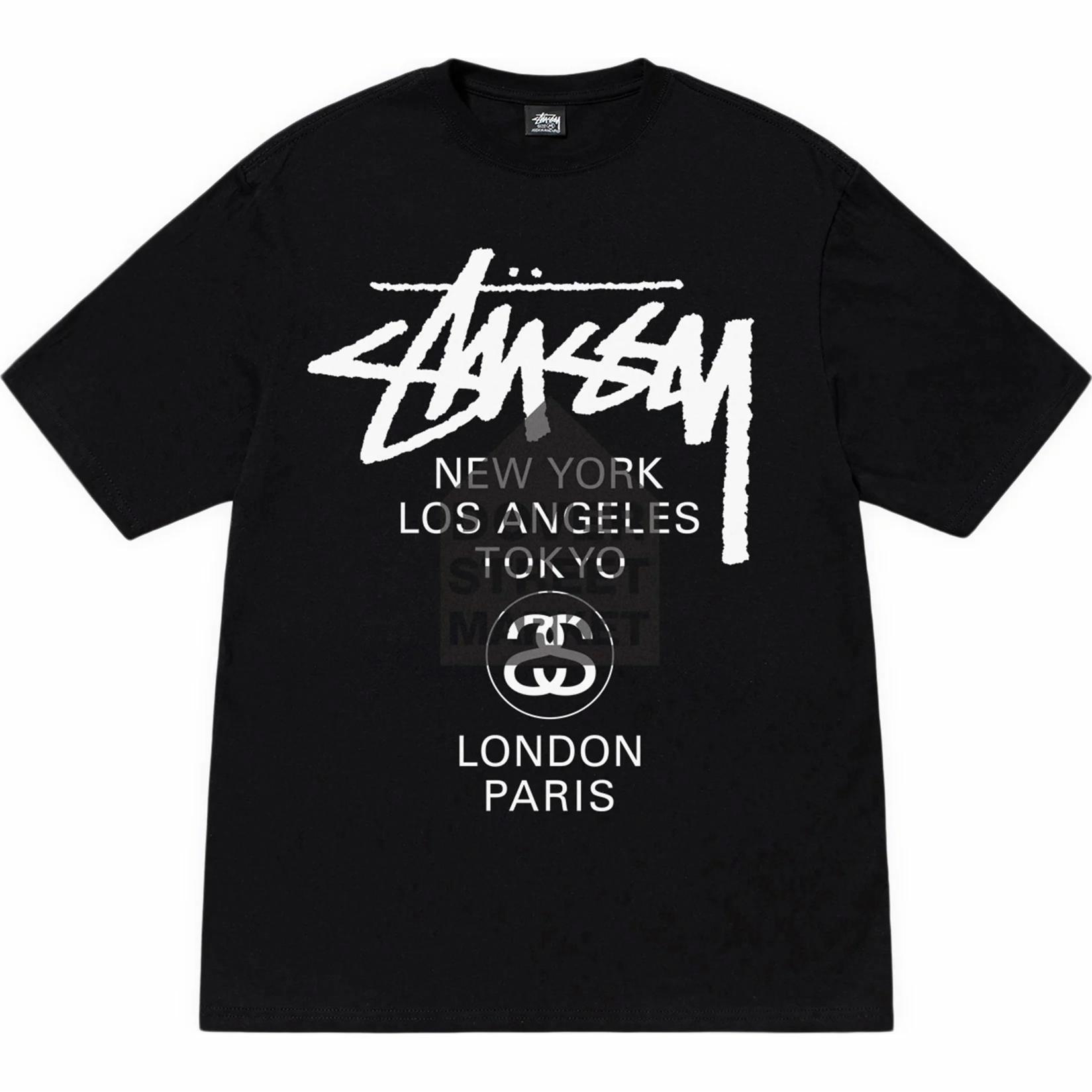 Футболка Stussy x DSM world tour tee (черная) — фото 5