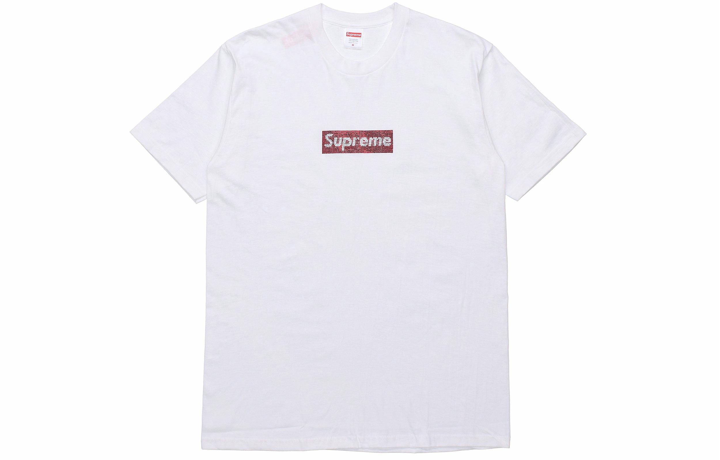 Футболка Supreme x Swarovski Box Logo Tee (белая) — фото 1