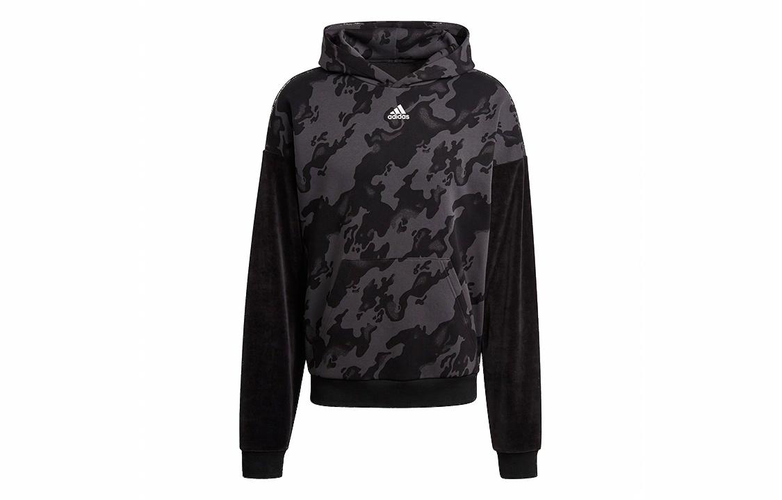Мужское худи adidas Velvet Aop Hoodie (черное) — фото 1