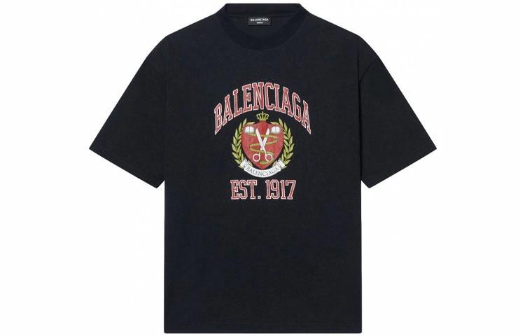 Мужская футболка Balenciaga Preppy Print (черная)