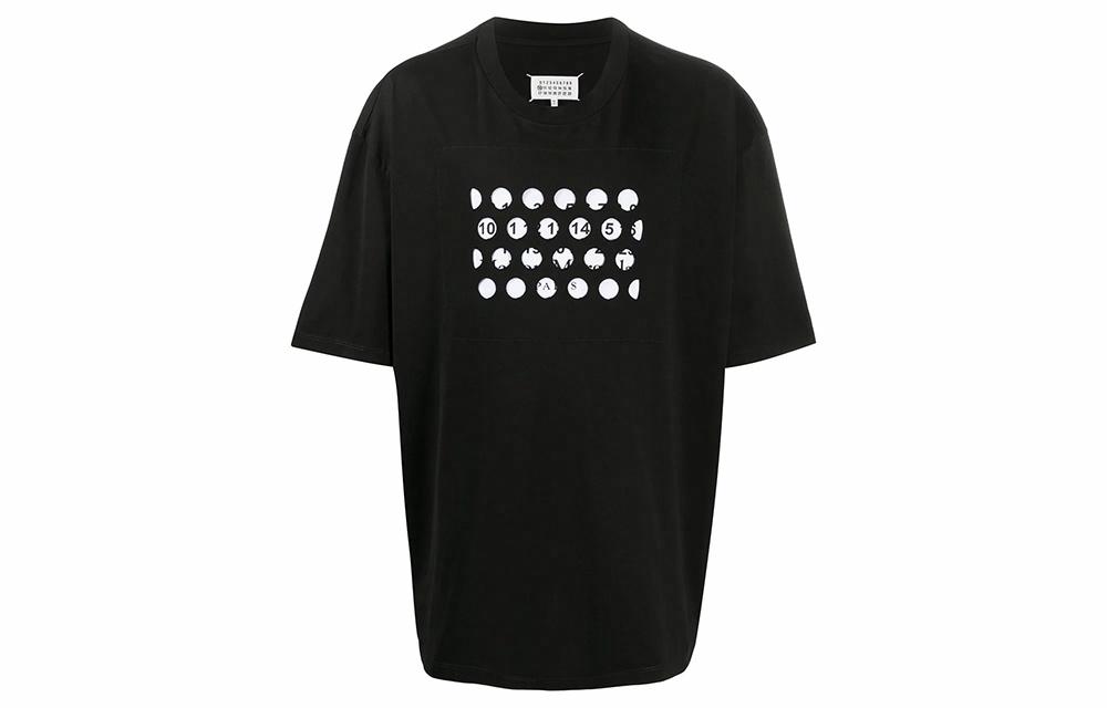 Мужская футболка Maison Margiela с круглыми прорезями и логотипом (черная)